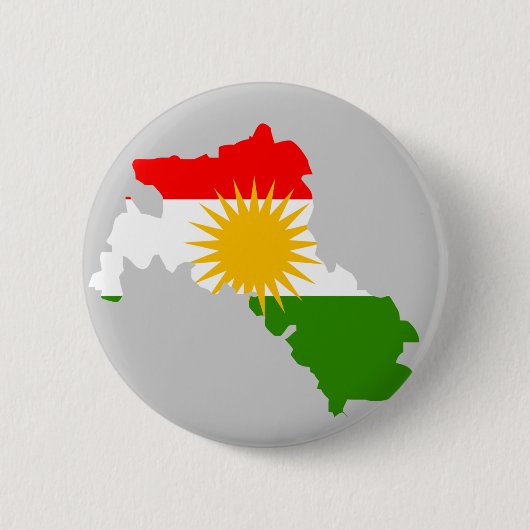 Badge Rond 5 Cm Carte de drapeau du Kurdistan (Devant)