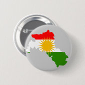 Badge Rond 5 Cm Carte de drapeau du Kurdistan (Devant & derrière)