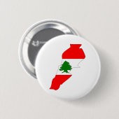 Badge Rond 5 Cm Carte de drapeau du Liban normale (Devant & derrière)