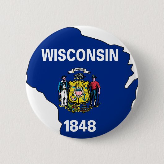 Badge Rond 5 Cm Carte de drapeau du Wisconsin (Devant)
