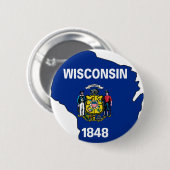 Badge Rond 5 Cm Carte de drapeau du Wisconsin (Devant & derrière)