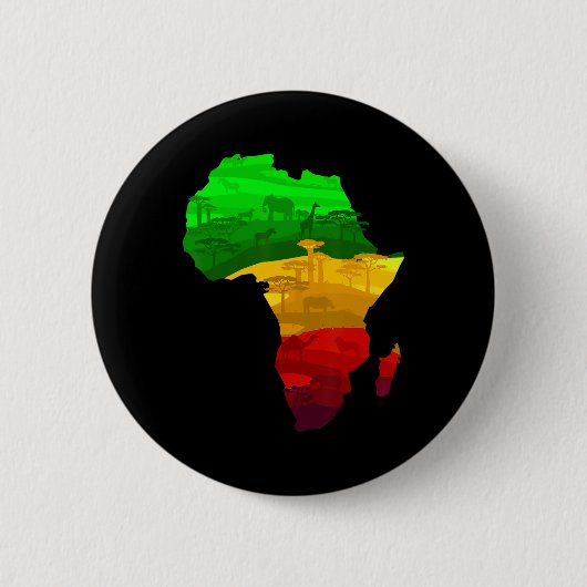 Badge Rond 5 Cm Carte de l'Afrique Vert Jaune Rouge Fière Africain (Devant)