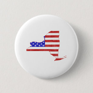 Badge Rond 5 Cm Carte de l'état du drapeau des États-Unis de New