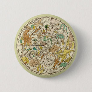 Badge Rond 5 Cm Carte de l'étoile du ciel du Nord et des constella