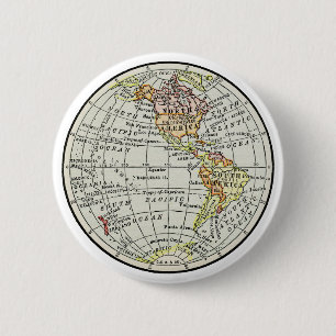 Badge Rond 5 Cm Carte de l'hémisphère occidental Globe Travel