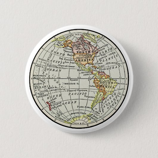 Badge Rond 5 Cm Carte de l'hémisphère occidental Globe Travel (Devant)