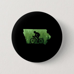Badge Rond 5 Cm Carte de l'Iowa cycliste de VTT vélo tout terrain