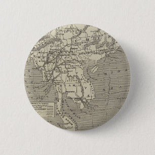 Badge Rond 5 Cm Carte de l'itinéraire proposé vers la Chine de