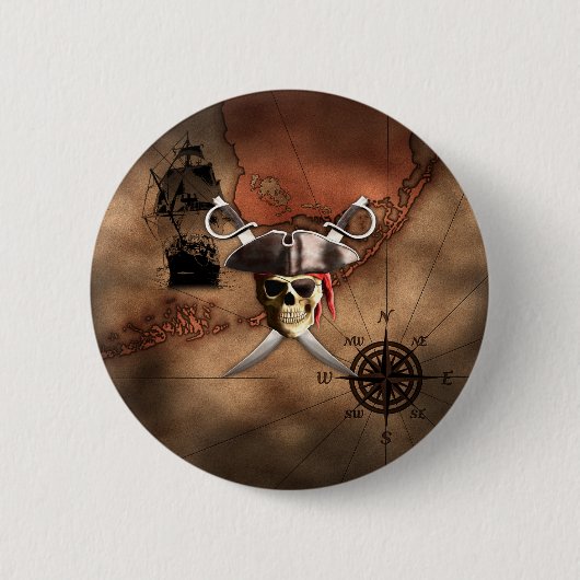 Badge Rond 5 Cm Carte de pirate (Devant)