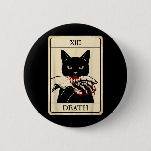Badge Rond 5 Cm Carte de Tarot Chat Noir Occulte Sorcière Chat Noi