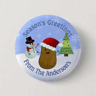 Badge Rond 5 Cm Carte de vœux personnalisée de Noël aux pommes de 