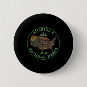 Badge Rond 5 Cm Carte des parcs nationaux Randonnée Voyage Camping