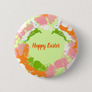 Badge Rond 5 Cm Carte d'invitation de Pâques heureuse – Fleur de l
