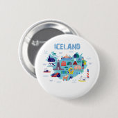 Badge Rond 5 Cm carte d'Islande (Devant & derrière)