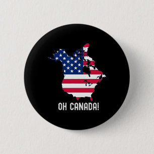 Badge Rond 5 Cm Carte du 51e État Trump Canada États-Unis Drapeau