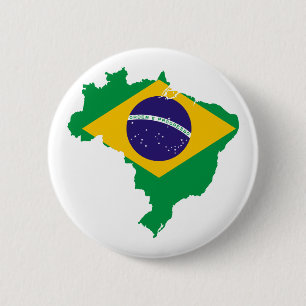Badge Rond 5 Cm carte du drapeau brésilien