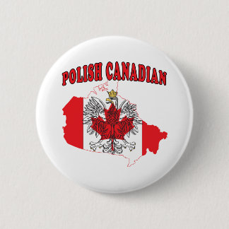 Badge Rond 5 Cm Carte du drapeau canadien polonais