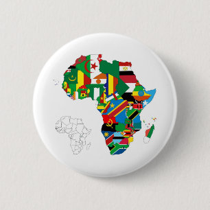 Badge Rond 5 Cm Carte du drapeau du continent africain
