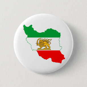 Badge Rond 5 Cm Carte du drapeau iranien avec logo de Lion