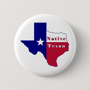 Badge Rond 5 Cm Carte du drapeau texan natif