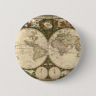 Badge Rond 5 Cm Carte du monde 1660 par Frederick de Wit