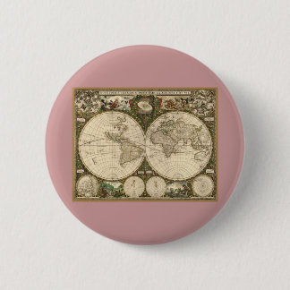 Badge Rond 5 Cm Carte du monde 1660 par Frederick de Wit