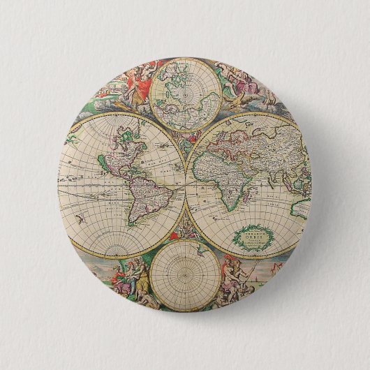 Badge Rond 5 Cm Carte du monde antique (Devant)
