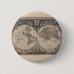 Badge Rond 5 Cm Carte du monde antique : Art de la cartographie hi