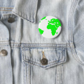 Badge Rond 5 Cm Carte du monde blanc vert (En situation)