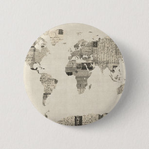 Badge Rond 5 Cm Carte du Monde Carte des Anciennes Cartes Postales
