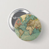 Badge Rond 5 Cm Carte du monde vintage (Devant & derrière)