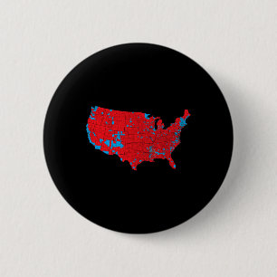 Badge Rond 5 Cm Carte électorale 2024 Red Trump Vance Defeat Blue