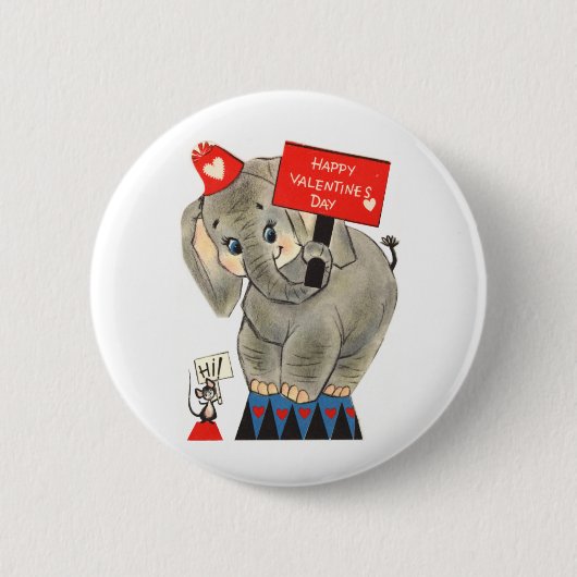 Badge Rond 5 Cm Carte Elephant Valentine (Devant)