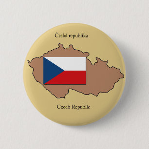 Badge Rond 5 Cm Carte et drapeau de la République Tchèque