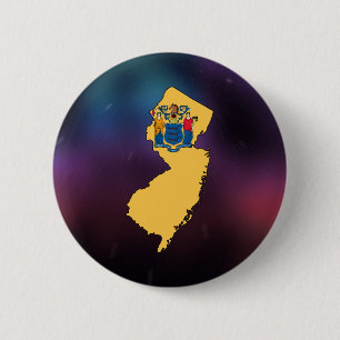 Badge Rond 5 Cm Carte fraîche de drapeau de New Jersey