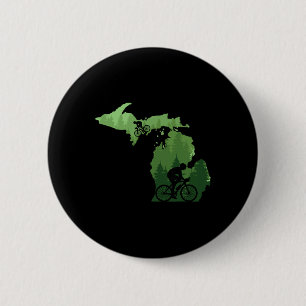 Badge Rond 5 Cm Carte Michigan Mountain Bike Rider Mtb Vélo Montag