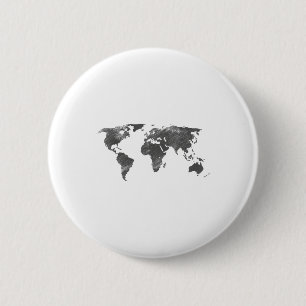 Badge Rond 5 Cm Carte Mondiale En Grey, Cartes Mondiales _1