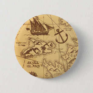 Badge Rond 5 Cm Carte personnalisée Pirate point de terre Famille