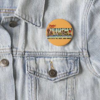 Badge Rond 5 Cm Carte postale de salutation vintage Oklahoma