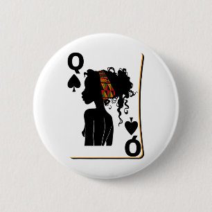 Badge Rond 5 Cm Carte Reine Pique Afro American Black History Mont