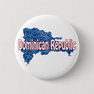 Badge Rond 5 Cm Carte République Dominicaine