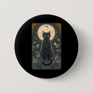 Badge Rond 5 Cm Carte Tarot Chat, Carte Tarot Lune Chat Maman De C