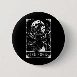 Badge Rond 5 Cm Carte Tarot Crescent Moon Et Casquette Chat Noir H