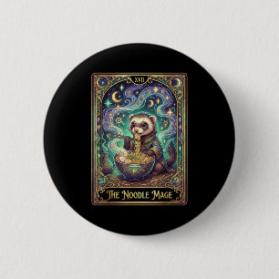 Badge Rond 5 Cm Carte Tarot de Ramen Manger par Furet Kawaii Japon