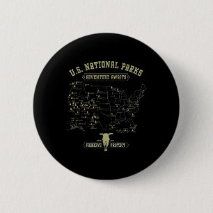 Badge Rond 5 Cm Carte vintage des parcs nationaux - Campi de rando