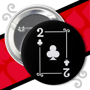 Badge Rond 5 Cm Cartes de jeu Costume 2 Clubs Carte deux cartes