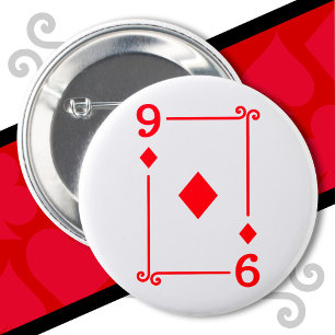 Badge Rond 5 Cm Cartes de jeu Costume Neuf Carte 9 de Diamants