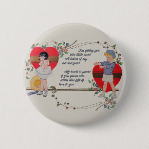 Badge Rond 5 Cm Cartes de la Saint-Valentin Antiques Victoriennes 