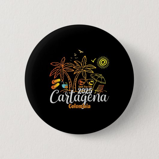 Badge Rond 5 Cm Carthagène Colombie Famille Vacances 2025 Croisièr (Devant)