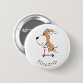 Badge Rond 5 Cm Cartographie Funny Chien Chien Chien Puppy Kick Sc (Devant & derrière)